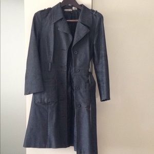 Barney's New York Black Denim Trench Coat